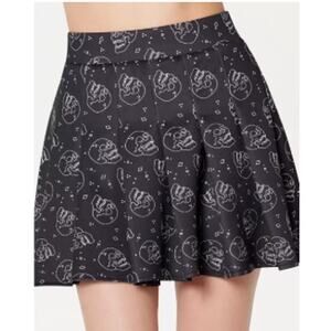 Body Rage Size M Black Pleated Skull Print‎ Mini Skirt Alt Gothic Halloween